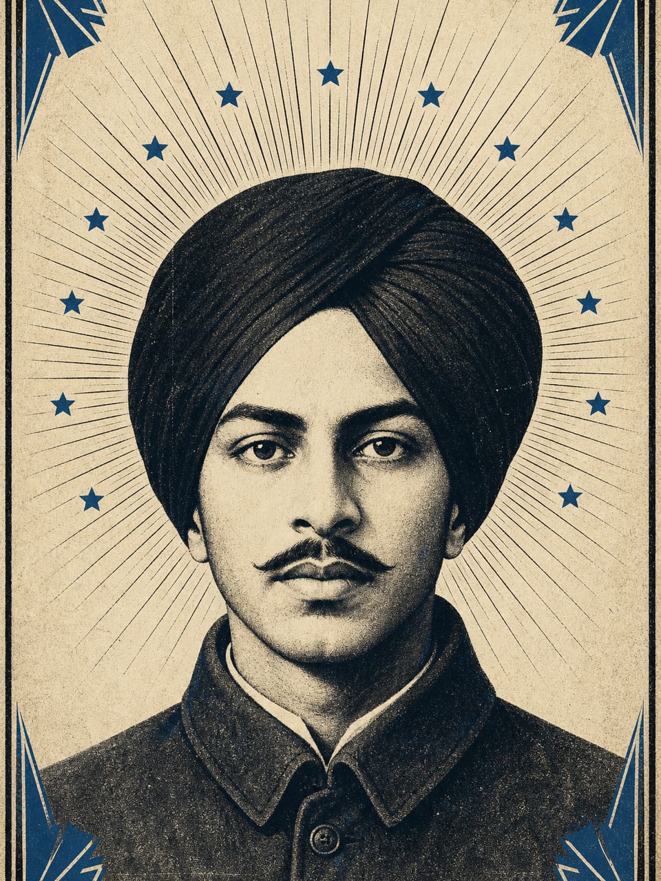 Stylised portrait of Bhagat Singh, Indian freedom fighter